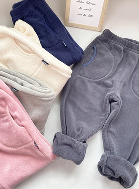 宝宝裤子摇粒绒裤子加绒厚女童澳粒绒长裤儿童抓绒卫裤保暖秋冬季