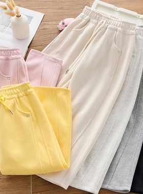 女童休闲裤洋气铆钉直筒香蕉裤中大童儿童百搭弯刀裤奶奶裤卫裤秋