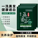 五倍子植物纯黑盖白染发剂自己在家染发泡泡黑色五贝子膏