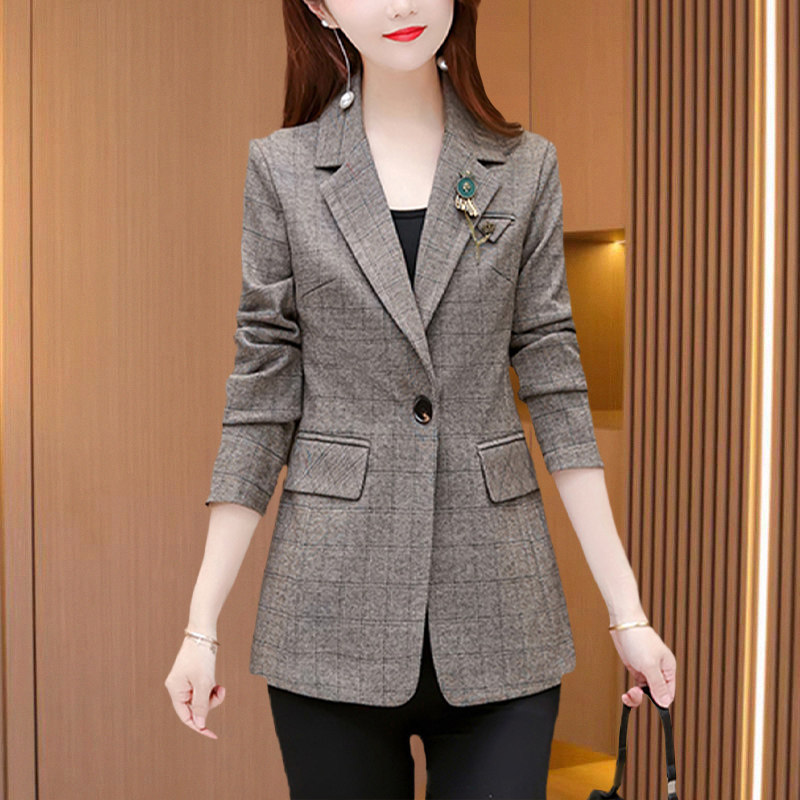 千鸟格子气质西装外套女款2026春秋香风妈妈成都小西服品牌高级感