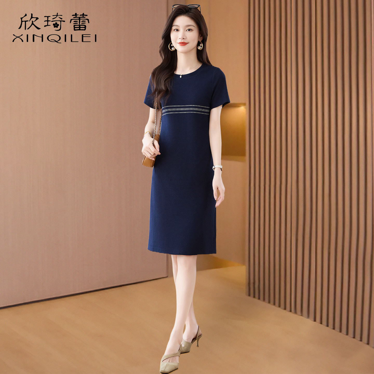 十三行棉绸连衣裙女2026新款夏流行爆款端庄大气减龄妈妈休闲直筒