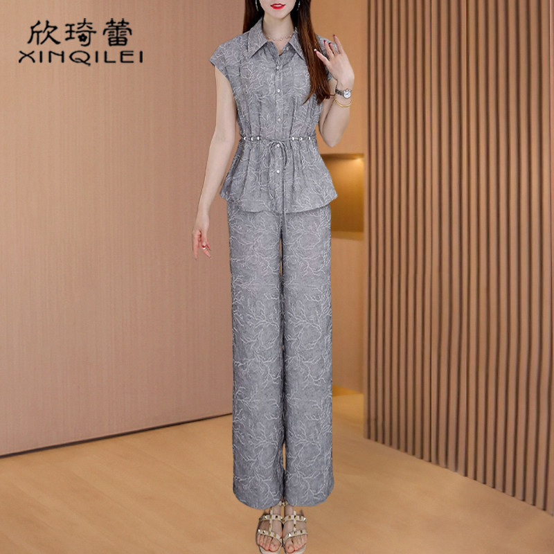 冰丝职业两件套装女夏装高级感贵夫人品牌妈妈小香风无袖高端杭州