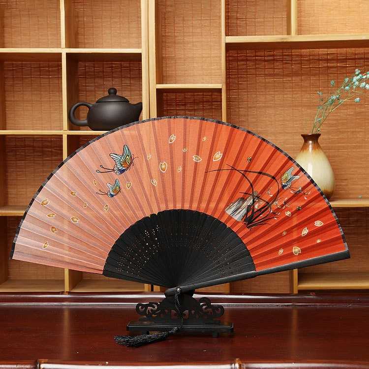 日式和风工艺扇子半透明折叠扇蝴蝶搭配和服古风舞蹈折扇