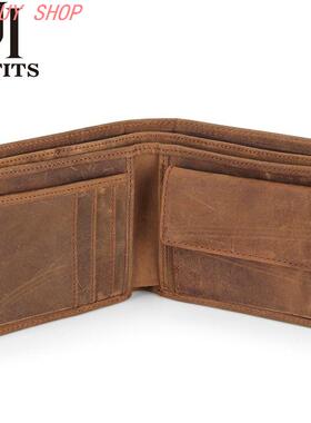 2023 NEW Genuine Leather Mens Wallets Crazy Horse Leather