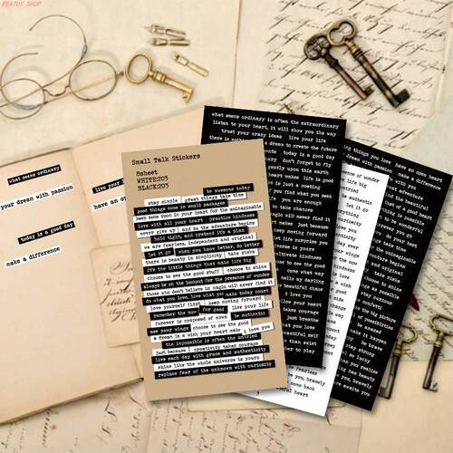 406PCS Vintage Small Talk Text Collection Stickers DIY Diary