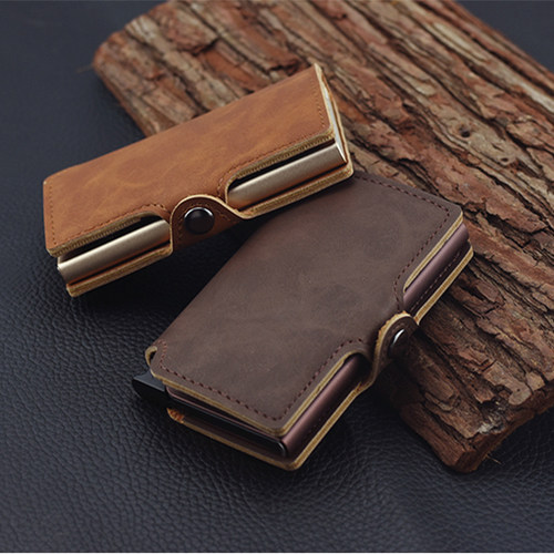 uminium Alloy Leather Cards Case Mini Wallet Slim Coin Purse