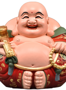 实木雕刻弥勒佛像摆件一团和气