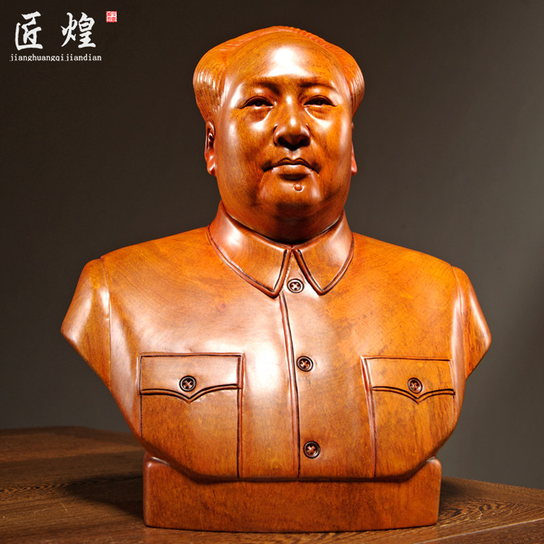 花梨木雕毛泽东头像毛主席摆件