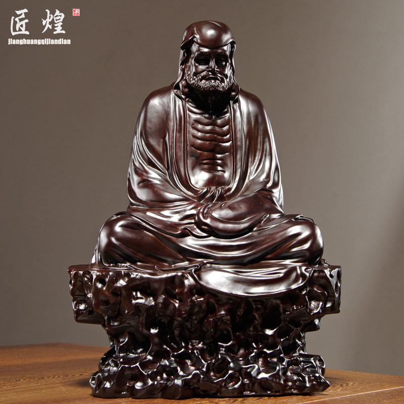 黑檀木雕达摩祖师摆件实木装饰品