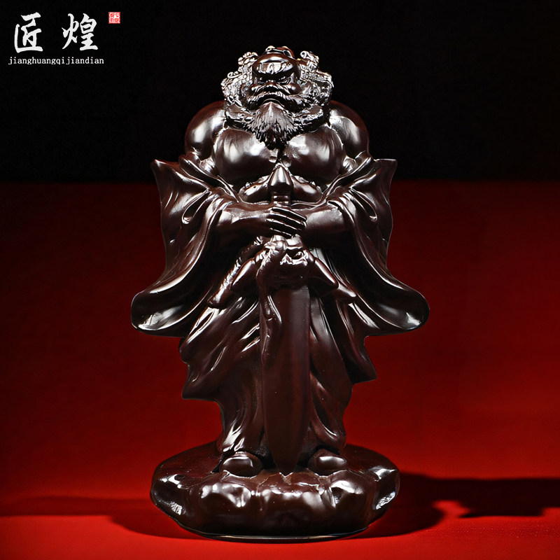 木雕天师钟馗神像摆件实木门神