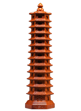 花梨木雕十三层文昌塔摆件桌面