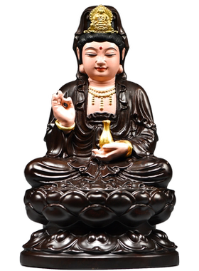 黑檀木雕观世音菩萨佛像摆件实木