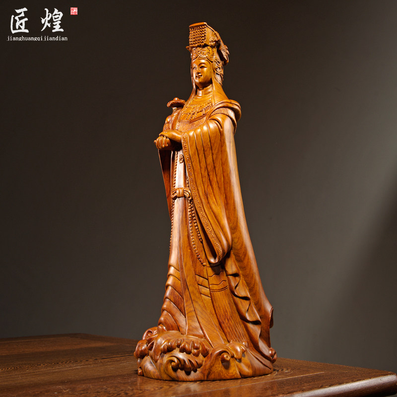 花梨木雕刻妈祖神像摆件实木天上圣母湄洲海神家居玄关摆设工艺品