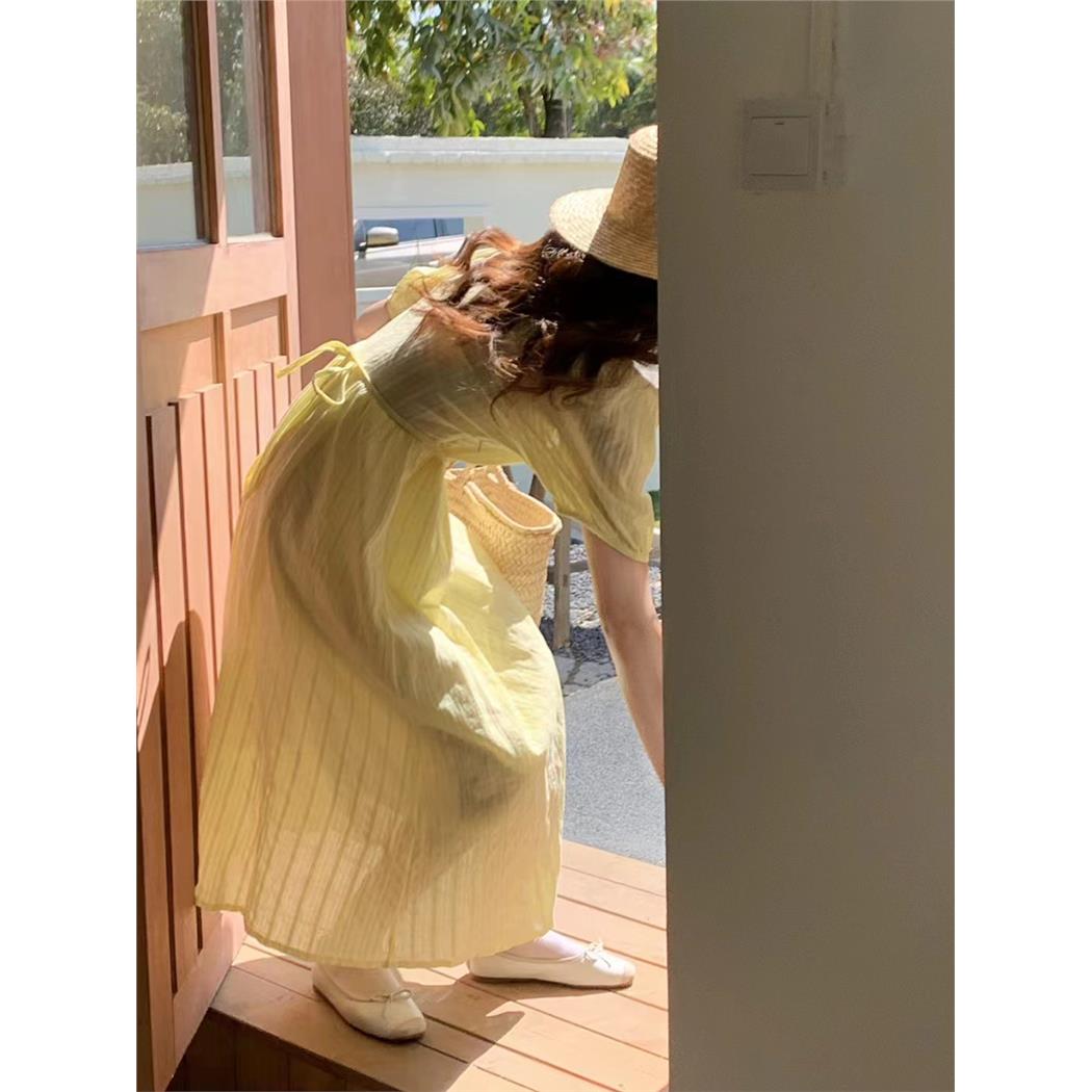 女装夏季十三行浅黄色法