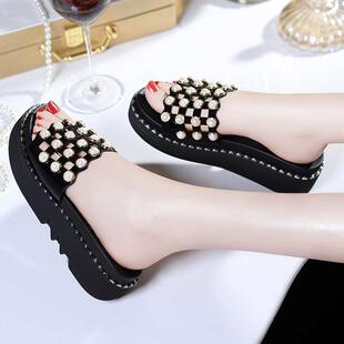 热天穿的下雨天拖鞋女外穿2022夏季拖鞋女韩版外穿坡跟女鞋新款一