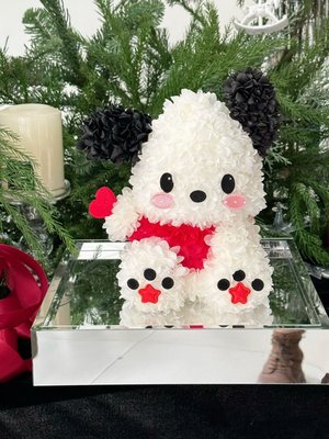 情人节生日礼物帕恰狗永生花玩偶绣球摆件送女友闺蜜生日纪念日