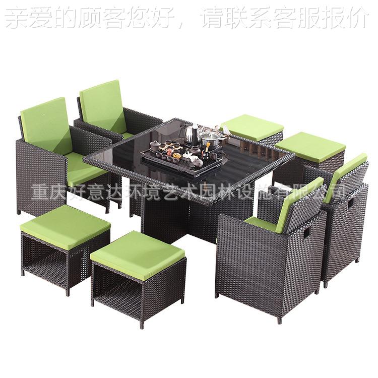 小HTR15现代简约藤编具户外庭院桌家椅沙发街区商业组合桌椅