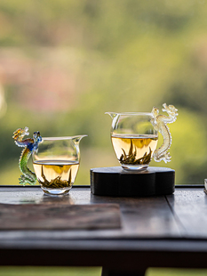 琉璃龙把手公道杯高硼硅玻璃分茶器2025新款茶海泡茶高颜值茶具