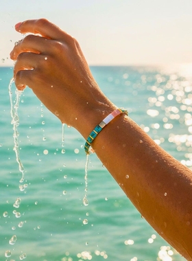 MLGM新款进口tila光面玻璃珠手链手串个性男女简约时尚百搭手饰链