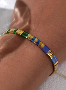 MLGM小众百搭轻奢ins好幸运色彩色串珠叠带tila小手链个性女手串