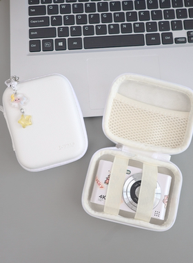 PU皮质防水CCD相机收纳盒 简约纯色搭配多种挂绳内置绑带兜可装数据线存储卡备用电池多色可选适用佳能索尼