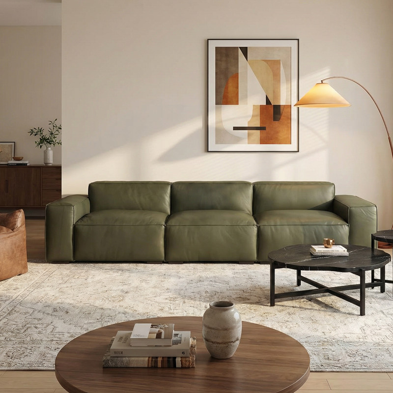 北欧表情进口头层牛皮方块沙发