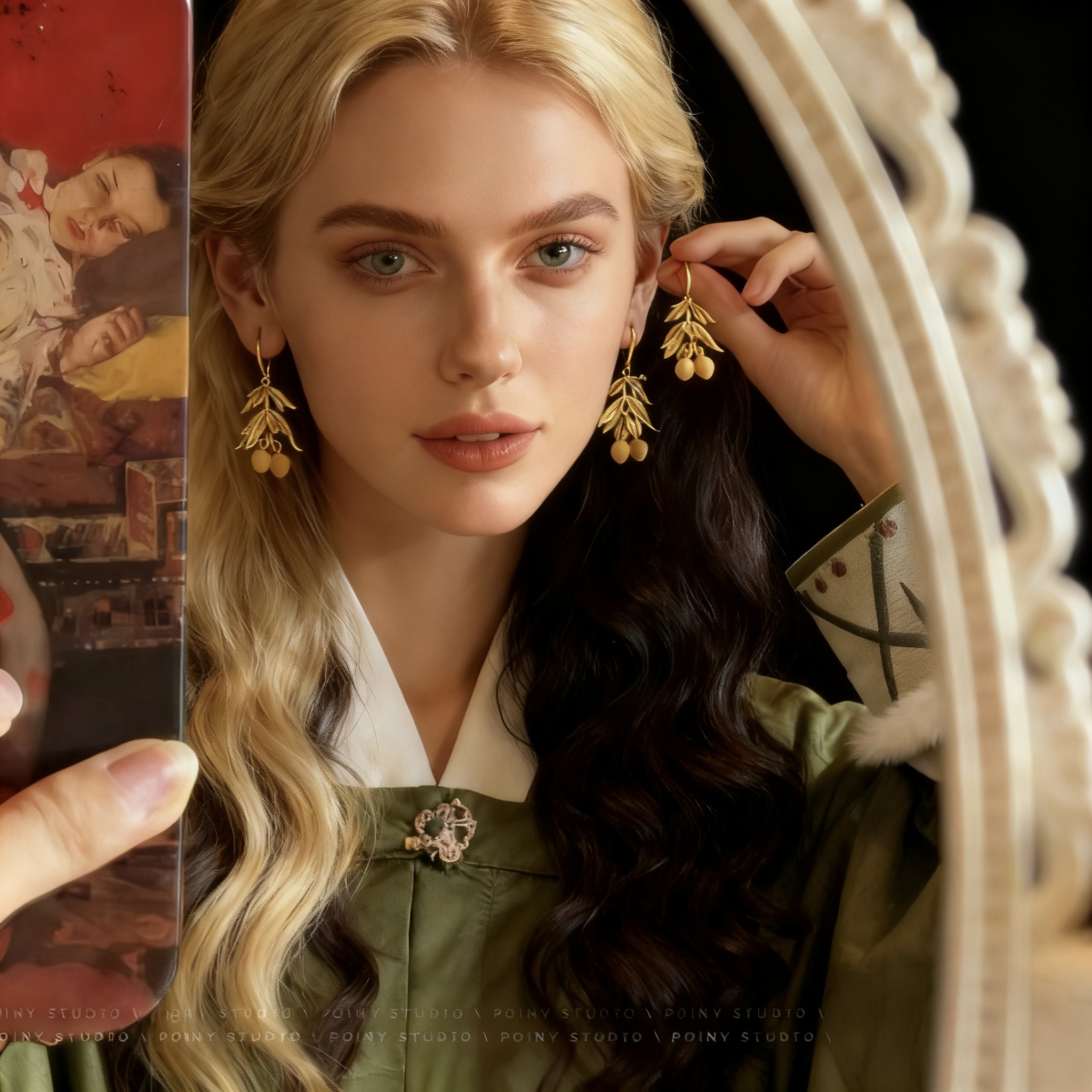 仿三金耳仿金耳饰订婚古风耳饰