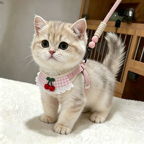 遛猫牵引绳猫咪链子网红宠物围脖胸背带布偶金渐层银渐层牵溜狗绳