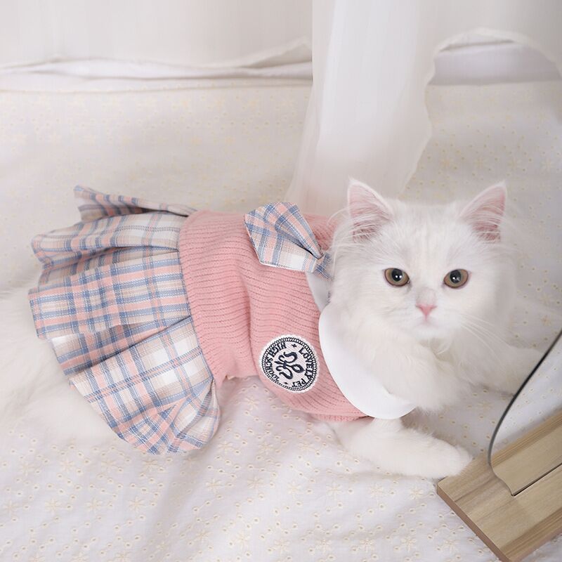 猫咪衣服春秋季保暖可爱JK裙制服比熊博美金渐层布偶小犬狗狗服饰
