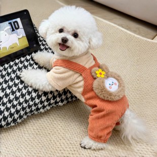 狗狗衣服秋冬加厚四脚衣加绒保暖可爱泰迪比熊博美小型犬宠物服饰