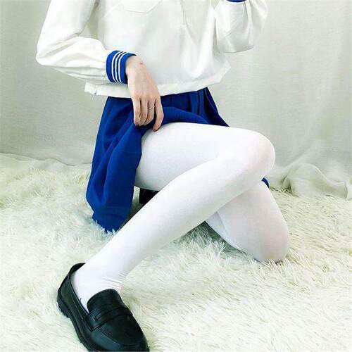 日系80D天鹅绒JK制服袜大腿长筒黑白丝袜cosplay过膝袜