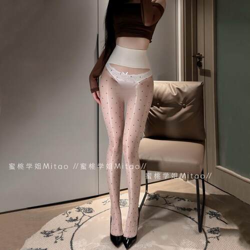纯欲性感极光油亮波点丝袜无缝油光黑丝白丝超薄连裤袜情调禁欲系