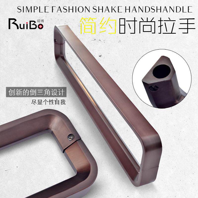 现代简约有框玻璃门把手双开门不锈钢门拉手玫瑰金磨砂黑木门扶手