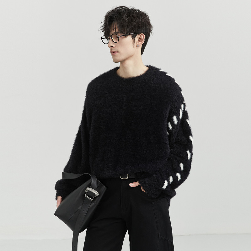 伯爵卓尔outlet奥莱店秋冬季男士高级感仿貂绒毛衣宽松圆领针织衫,男装,针织衫/毛衣,淘宝优惠券,粉丝福利购,淘宝优惠卷