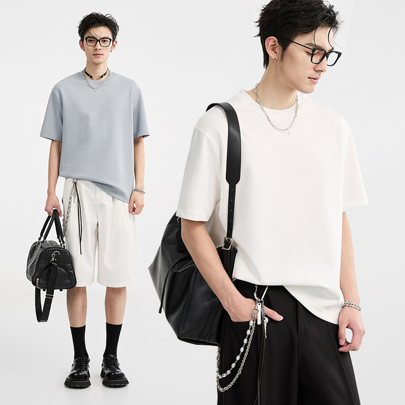 [凉感云柔]伯爵卓尔奥莱店25夏季高级感圆领打底纯色短袖男t恤衫