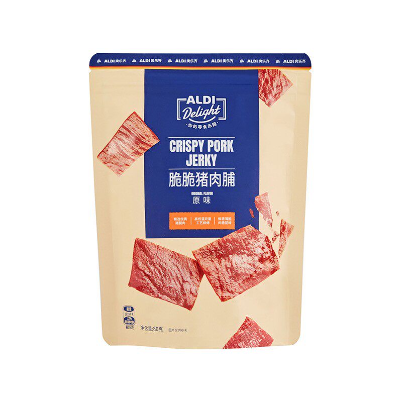 上海奥乐齐 ALDI Delight 脆脆猪肉脯 80g 原味 网红超市零食代购