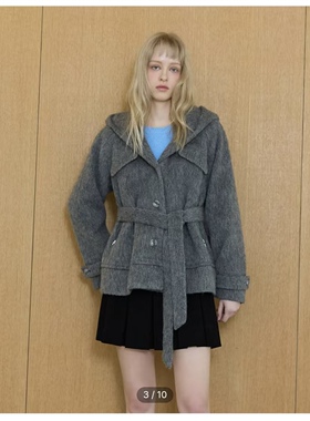 韩国原单ego*t2025秋冬新款时尚百搭宽松显瘦羊毛大衣中长款外套