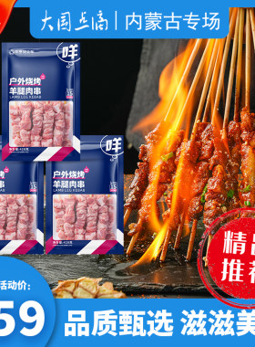 草原领头羊内蒙古羊肉串420g*3户外烧烤食材品质羊腿肉串60串香辣