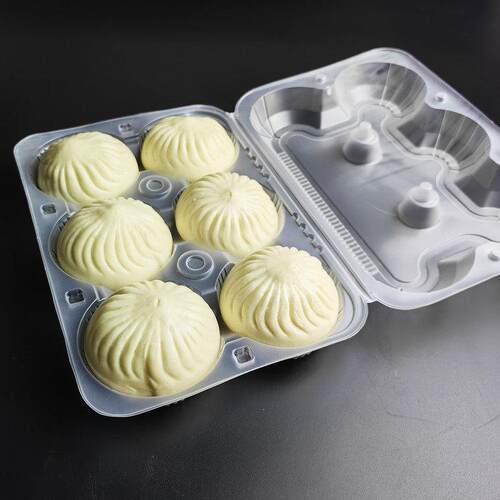 卖PP打包盒速6个包子微波炉蒸商用早冻餐大包外子盒一次性小笼装