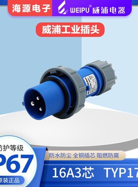WEIPU威浦TYP171 16A3芯防水航空插头工业插头 220V 2P+E IP67