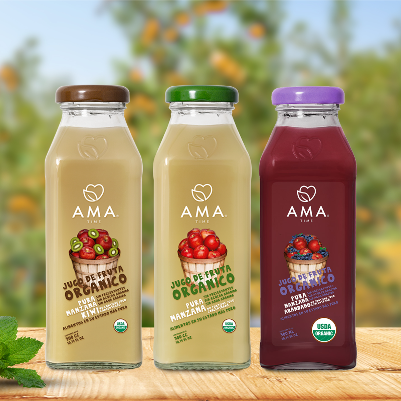 AMATIME智利进口300ml*12瓶NFC有机猕猴桃有机果汁非浓缩还原