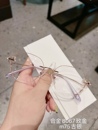 定制成品眼镜 气质平光防蓝光高度数国风时尚 无框钻石切边女款 时尚