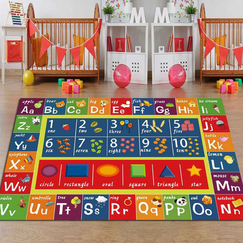 幼儿园地毯教室早教中心阅读区绘本馆字母数字儿童地垫锭制logo无