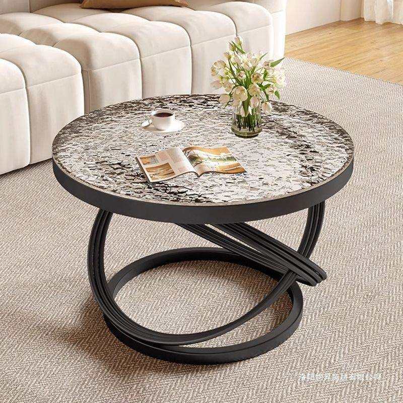 奶油风简约小茶几奢意钢化玻璃茶几意式极简创意家用小桌子玻璃面