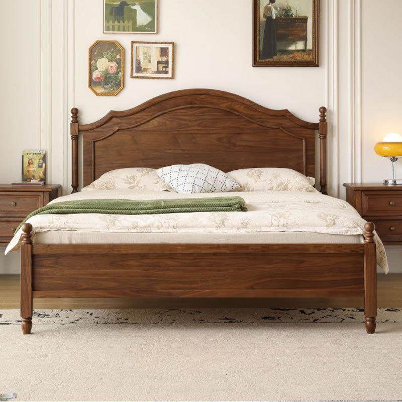 美式北美黑胡桃木实木床1米8双人床主卧简约家用法式复古大床1米5