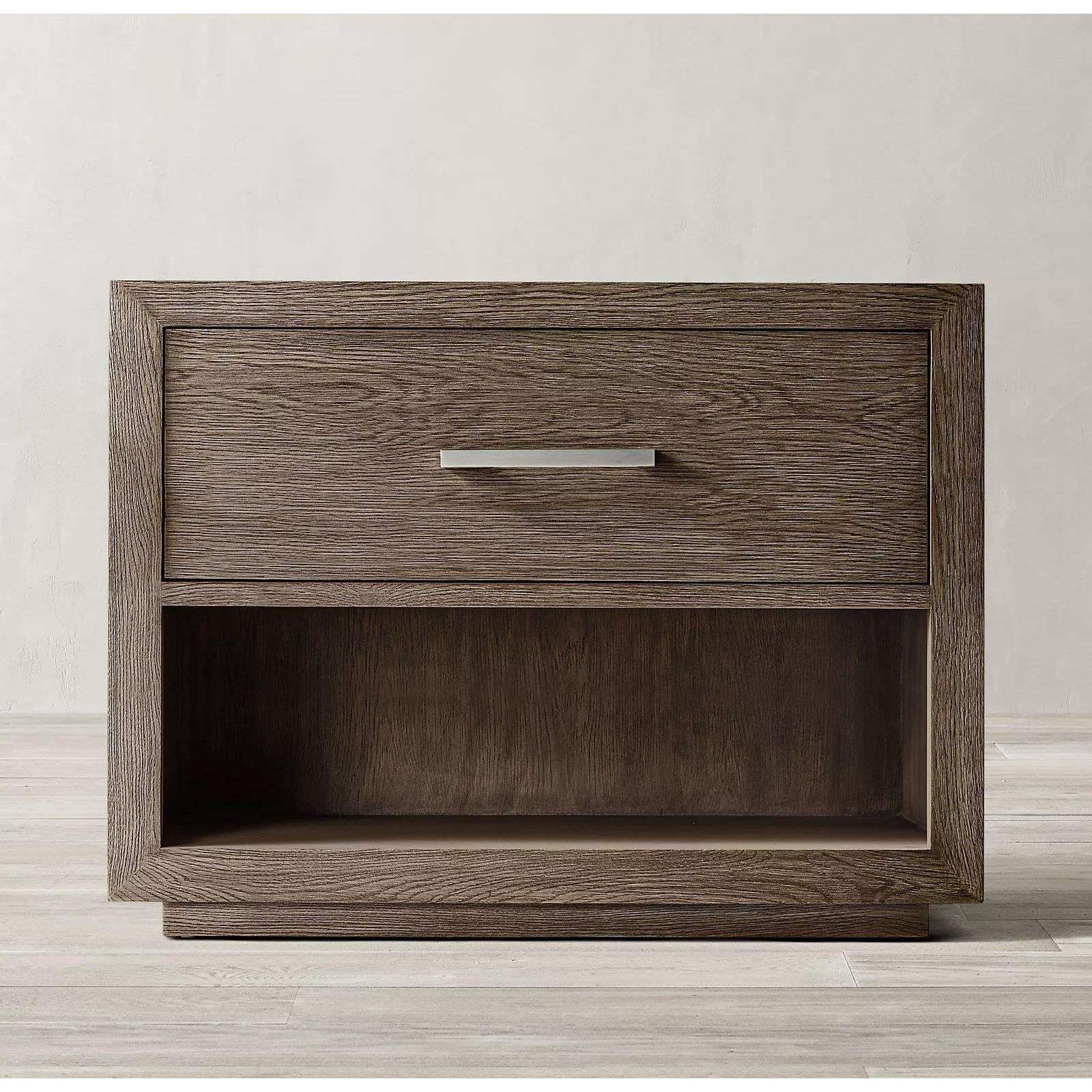 RH美式乡村复古实木斗柜法式简约轻奢灰橡木边柜卧室储物抽屉柜子