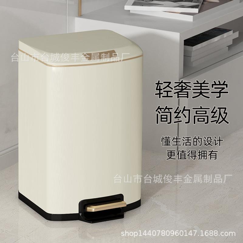 家用客厅厨房办公室环保缓降黑色有盖12升脚踏式圆形不锈钢垃圾桶