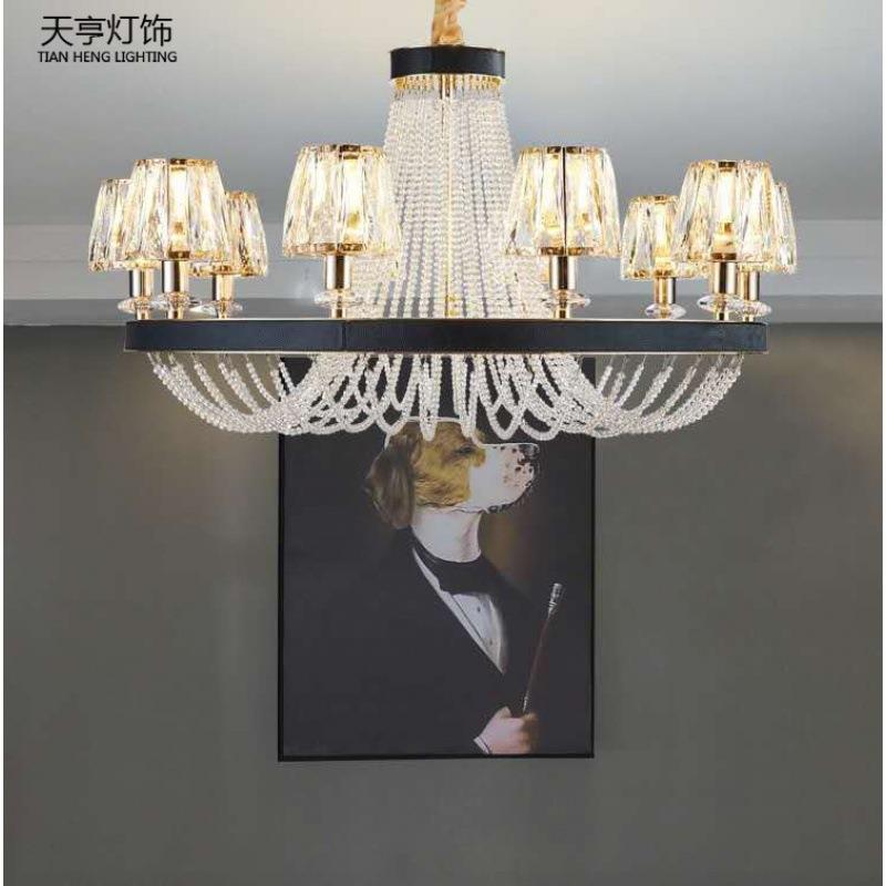 天亨美式轻奢水晶吊灯客厅灯现代简约大气餐厅卧室灯别墅水晶吊灯