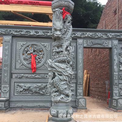 花岗岩石雕龙柱浮雕龙凤柱花鸟柱雕刻多种款式设计雕工细致