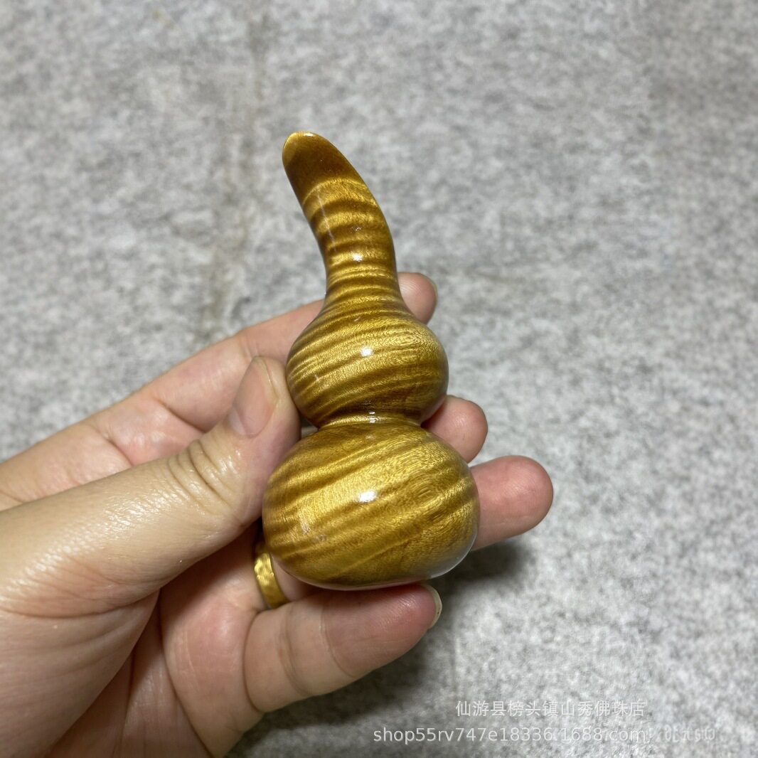 天然老料金丝楠木葫芦满水波纹金丝楠实木福禄葫芦手把件摆件挂件